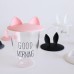 Super Cute Silicone Cup Lids Mug Cover, Soft Rabbit Cat Ear Drink Cup Bowl Cap, Kids Gift Home Decor, Set of 6 (Pink+White+Grey) 