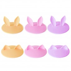 Cherry Pink Silicone Cup Lids Mug Cover, Soft Rabbit Cat Ear Drink Cup Bowl Cap, Cute Kids Gift Home Decor, Set of 6 (Yellow+Pink+Purple) 