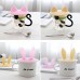 Cherry Pink Silicone Cup Lids Mug Cover, Soft Rabbit Cat Ear Drink Cup Bowl Cap, Cute Kids Gift Home Decor, Set of 6 (Yellow+Pink+Purple) 